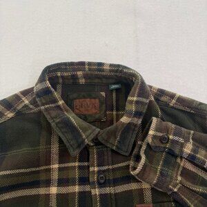 Orvis Flannel Shirt Classic Collection Men's XL Plaid Brown Heavy Pockets